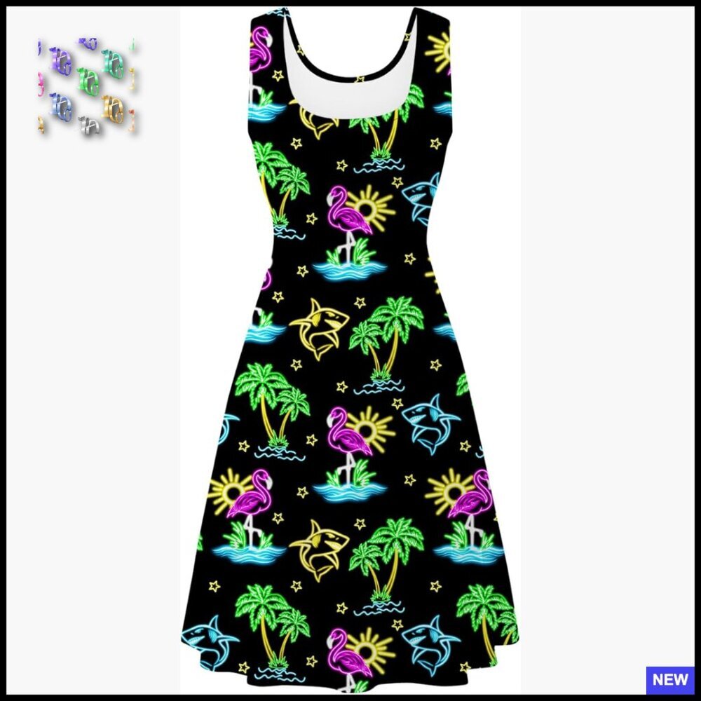 Sleeveless Scoop Neck A-Line Midi Dress Casual Stretchy Party Wear